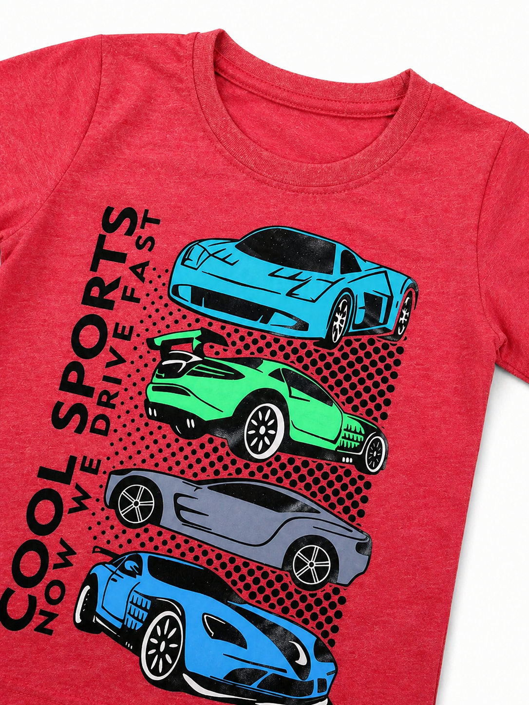 Red 4 Car Kids Tee