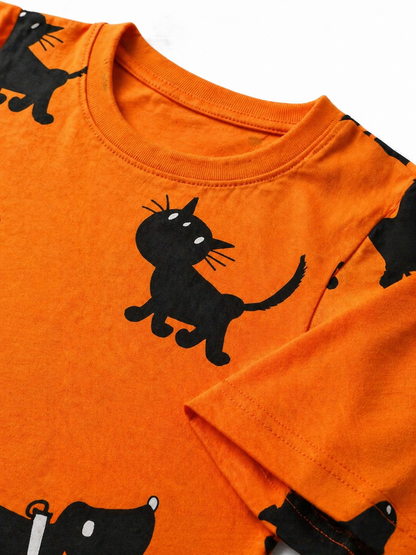 Orange Cat Kids Tee