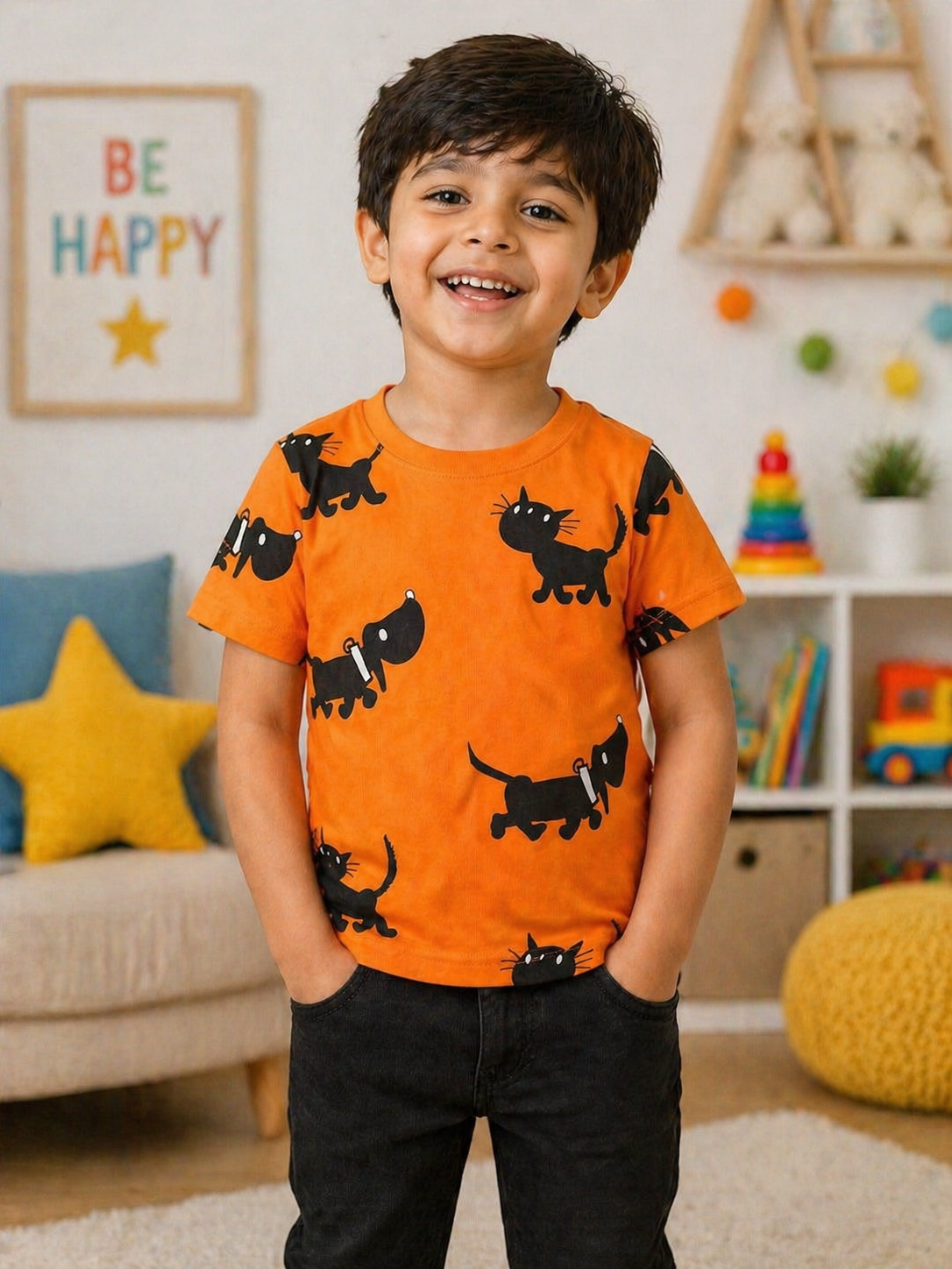 Orange Cat Kids Tee
