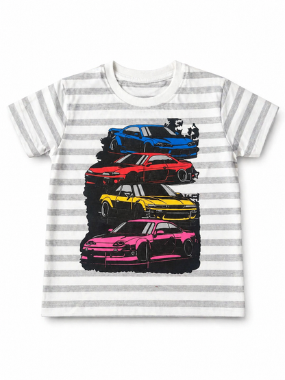 White 4 Car Kids Tee