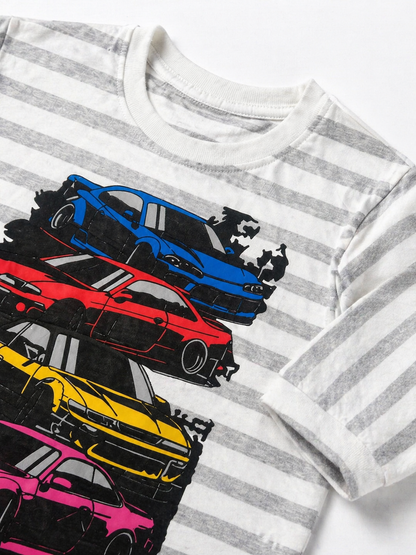 White 4 Car Kids Tee