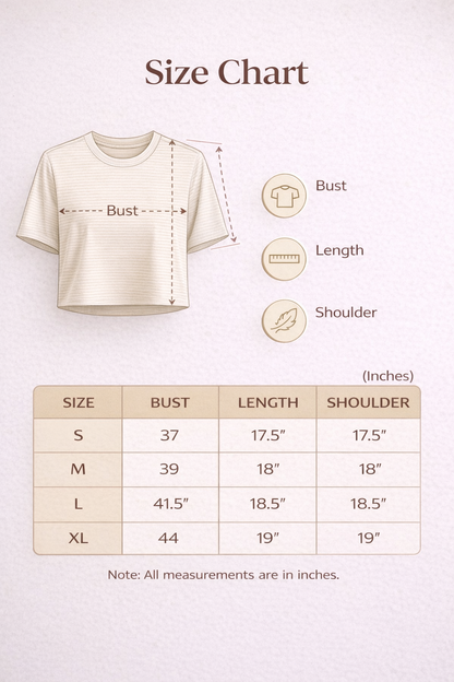 Thread Sutra Casual Striped Crop T-Shirt for Women | Sleeveless, Relaxed Boxy Fit