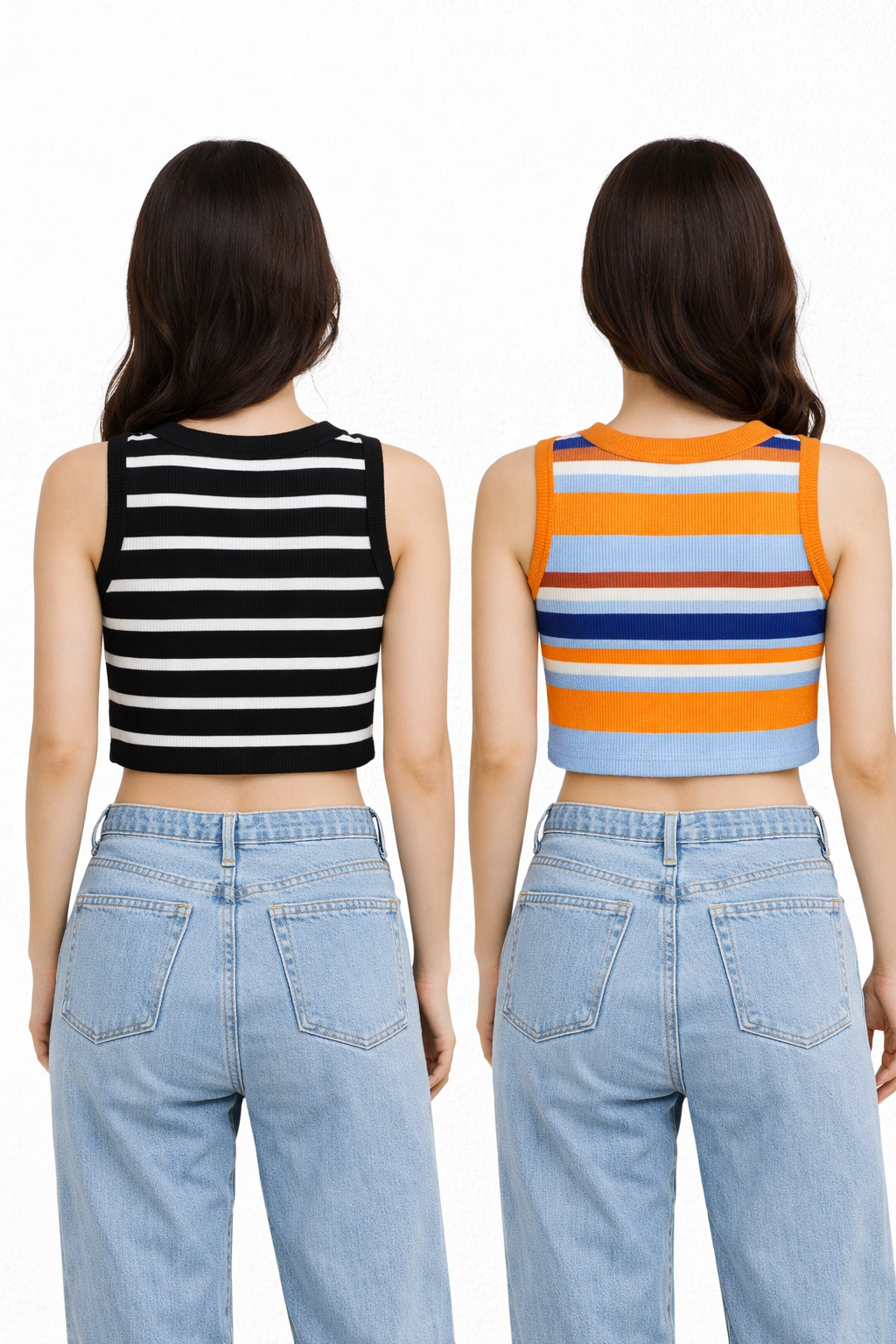 Thread Sutra Casual Ribbed Crop Top for Women Combo Pack