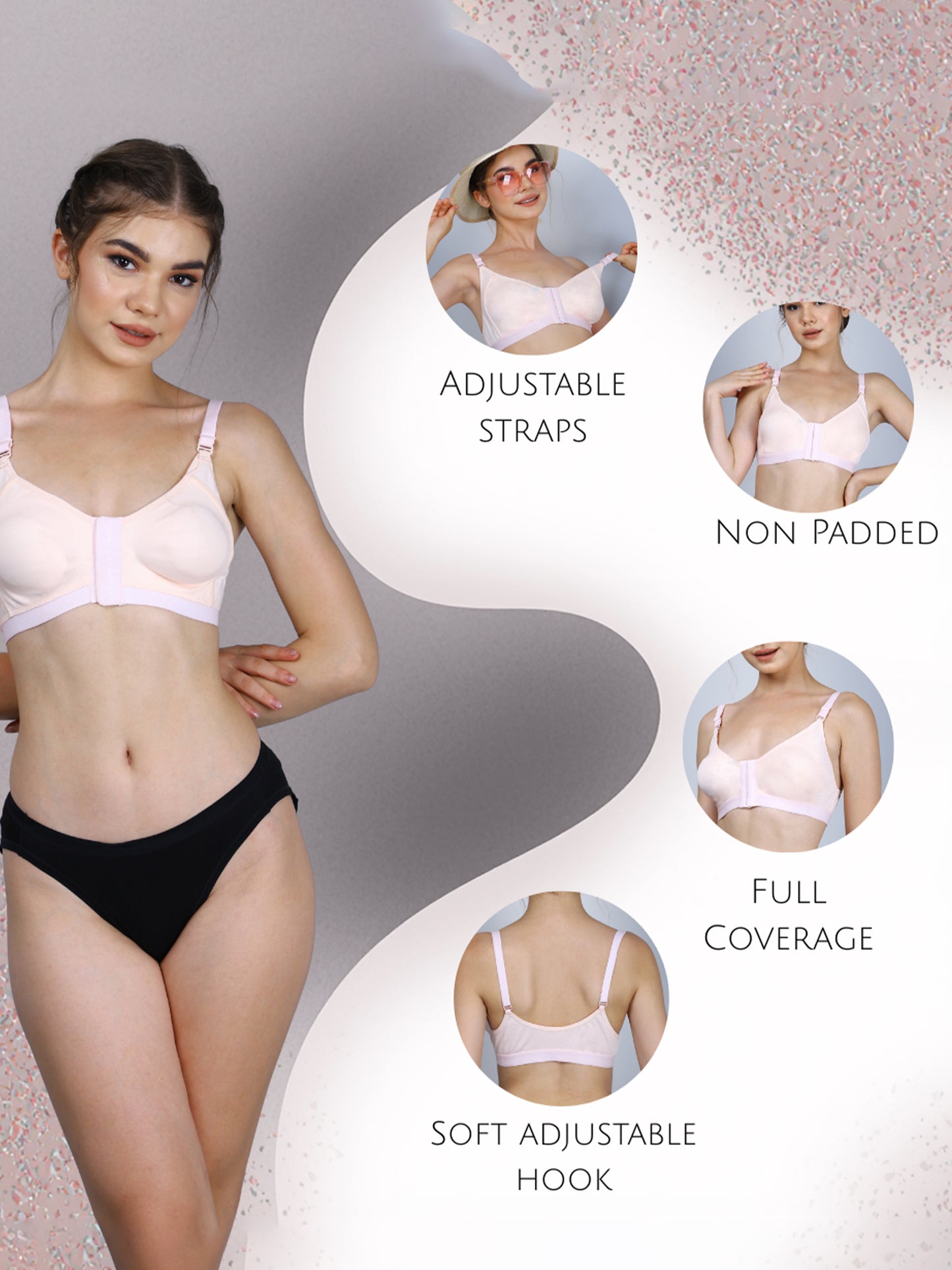 Cotton Front Open Bra for Women Daily Use | Non-Padded | Non-Wired | Sweat Absorbent Seamless Bra | Full Coverage Regular Wear