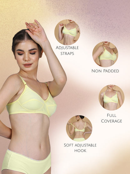 Cotton Bra for Women | Non-Padded Non-Wired | Full Coverage | Adjustable Straps | Back Closure | Adjustable Straps | Daily Wear Comfortable Bra | Pack of 1