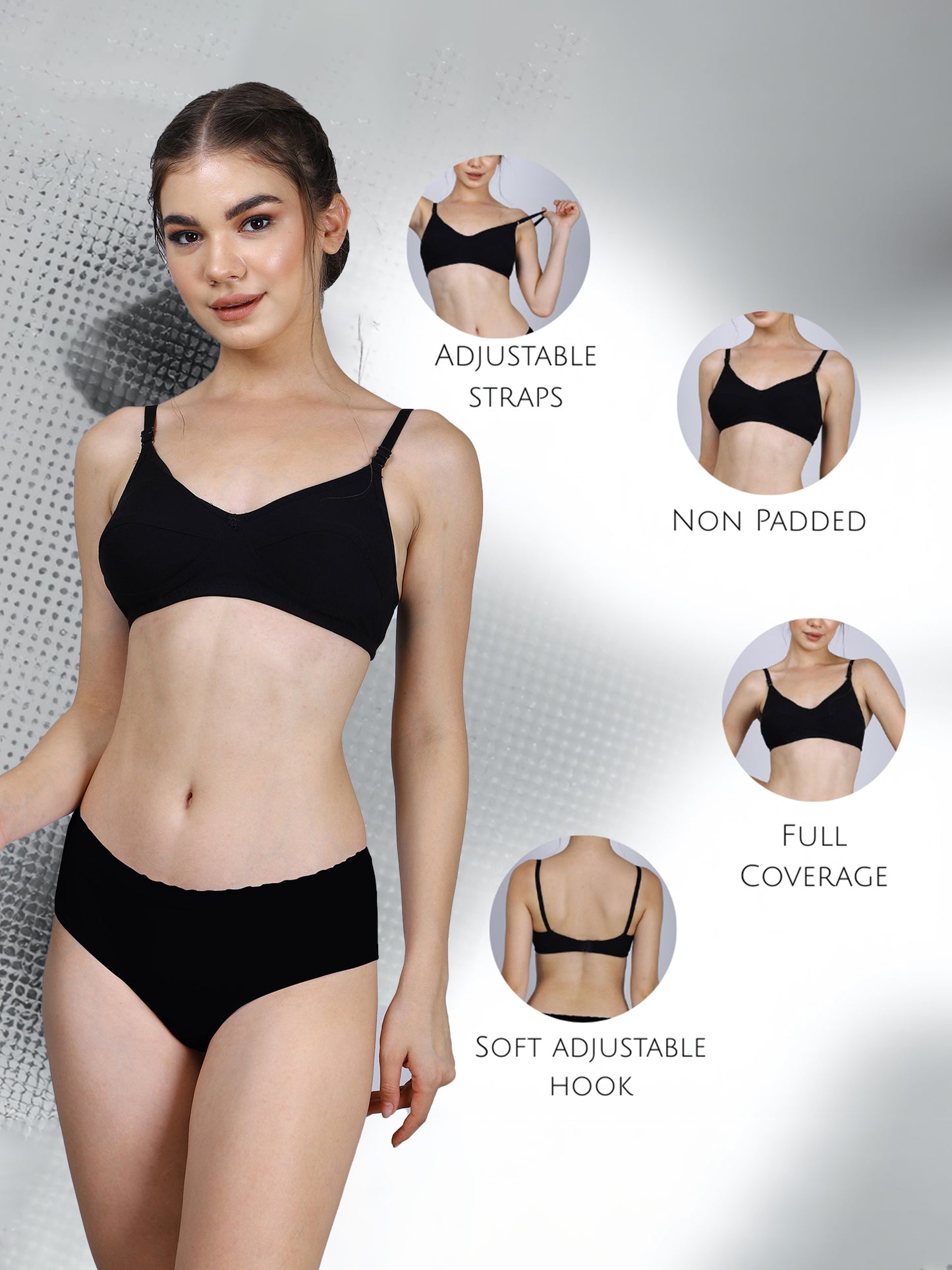 Cotton Bra for Women | Non-Padded Non-Wired | Full Coverage | Adjustable Straps | Back Closure | Adjustable Straps | Daily Wear Comfortable Bra | Pack of 1