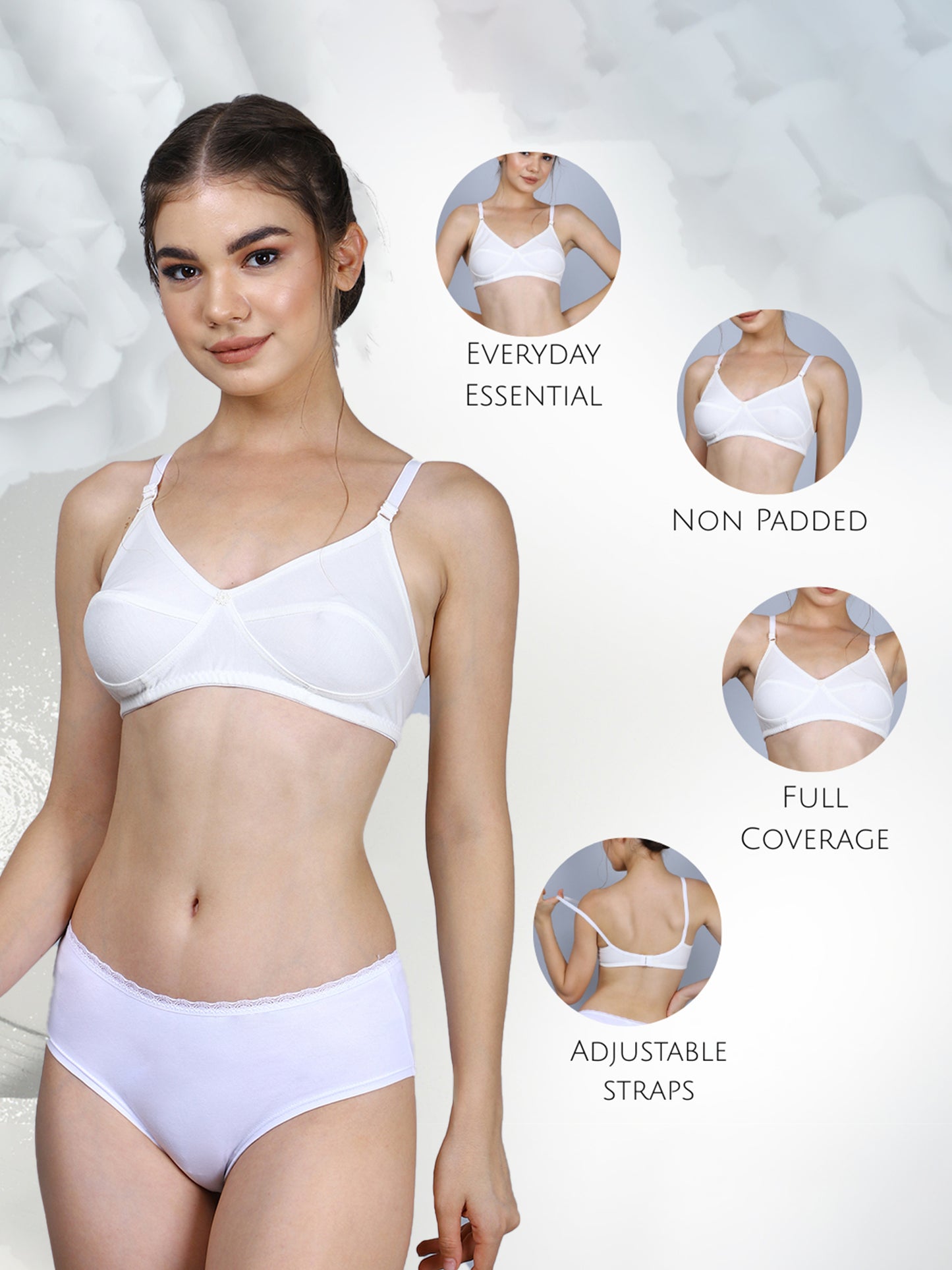 Cotton Bra for Women | Non-Padded Non-Wired | Full Coverage | Adjustable Straps | Back Closure | Adjustable Straps | Daily Wear Comfortable Bra | Pack of 1